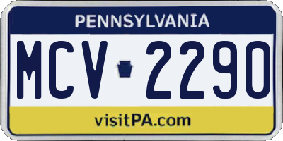 PA license plate MCV2290
