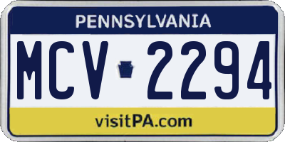 PA license plate MCV2294