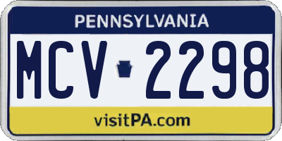PA license plate MCV2298