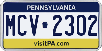 PA license plate MCV2302