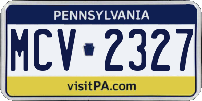 PA license plate MCV2327