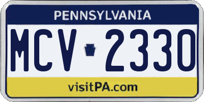 PA license plate MCV2330