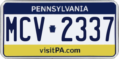 PA license plate MCV2337