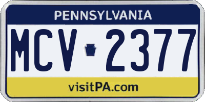 PA license plate MCV2377