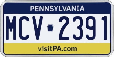 PA license plate MCV2391