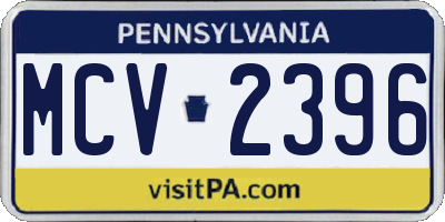 PA license plate MCV2396