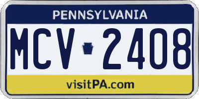 PA license plate MCV2408