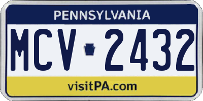 PA license plate MCV2432