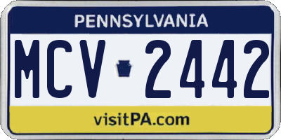 PA license plate MCV2442