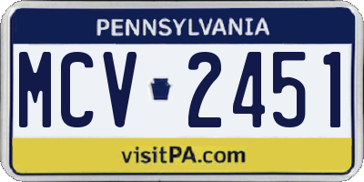 PA license plate MCV2451