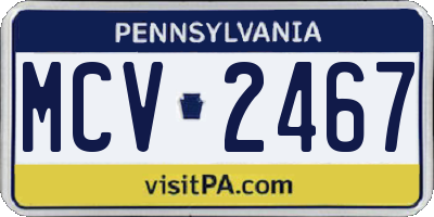 PA license plate MCV2467