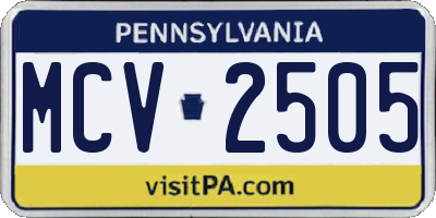 PA license plate MCV2505
