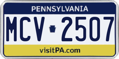 PA license plate MCV2507
