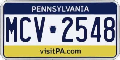 PA license plate MCV2548