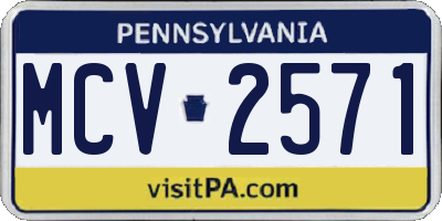 PA license plate MCV2571