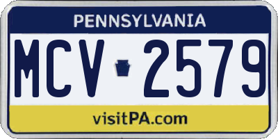 PA license plate MCV2579