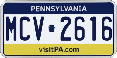 PA license plate MCV2616