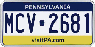 PA license plate MCV2681