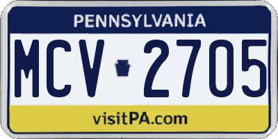PA license plate MCV2705
