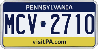 PA license plate MCV2710