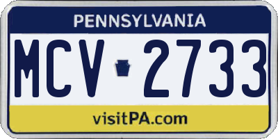 PA license plate MCV2733