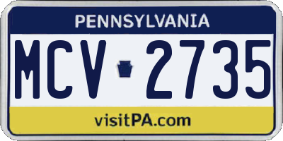 PA license plate MCV2735