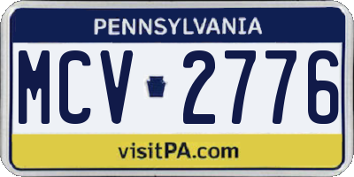 PA license plate MCV2776