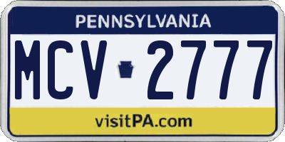 PA license plate MCV2777