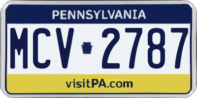 PA license plate MCV2787
