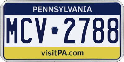 PA license plate MCV2788