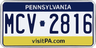 PA license plate MCV2816