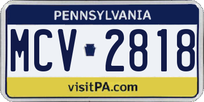 PA license plate MCV2818