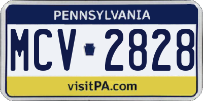 PA license plate MCV2828