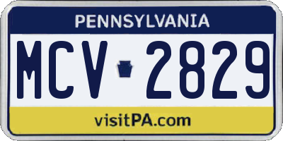 PA license plate MCV2829