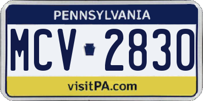 PA license plate MCV2830