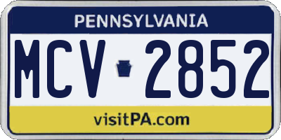 PA license plate MCV2852