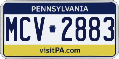 PA license plate MCV2883