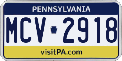 PA license plate MCV2918