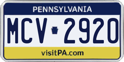 PA license plate MCV2920