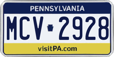 PA license plate MCV2928