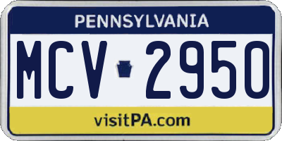 PA license plate MCV2950