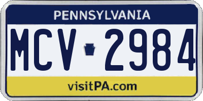 PA license plate MCV2984