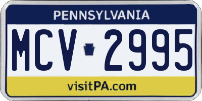 PA license plate MCV2995
