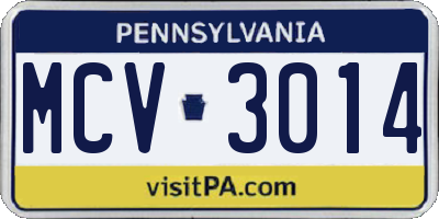 PA license plate MCV3014