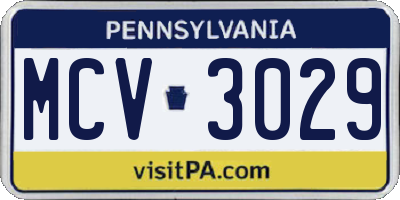 PA license plate MCV3029