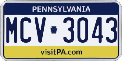 PA license plate MCV3043