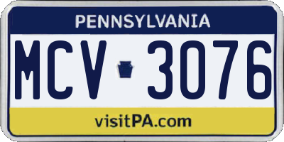 PA license plate MCV3076