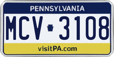 PA license plate MCV3108