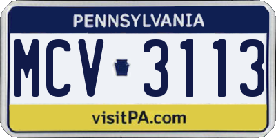 PA license plate MCV3113