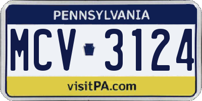 PA license plate MCV3124